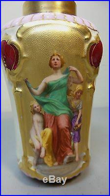 Unusual Royal Vienna Beehive Mark Art Nouveau Hand Painted Portrait Vase
