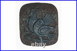 Upsala Ekeby Irma Yourstone bird wall plaque 1960's 1970's Swedish pottery