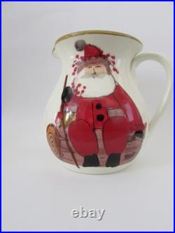 VIETRI Italy Christmas Old St Nick Round Body Pitcher
