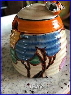 VINTAGE Autumn CLARICE CLIFF Fantasque Beehive Honey Pot / Art Deco LARGE Size