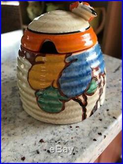 VINTAGE Autumn CLARICE CLIFF Fantasque Beehive Honey Pot / Art Deco LARGE Size