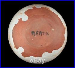 VINTAGE BEATRICE WOOD BEATO CALIFORNIA STUDIO ART POTTERY MOON VASE POT With BOOK