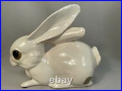 VINTAGE PAIR OF FREEMAN McFARLIN LARGE EARED RABBIT FIGURINES, ORIGINAL LABEL