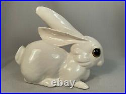 VINTAGE PAIR OF FREEMAN McFARLIN LARGE EARED RABBIT FIGURINES, ORIGINAL LABEL