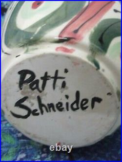 VINTAGE PATTI SCHNEIDER Studio Art Pottery Recto art Vase! Sign! LOOK