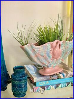 VTG 1940s MID Century Royal Haeger Art Pottery Pink Blue Art Deco Swan Planter