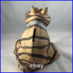 VTG C Butler Jones Signed Art Pottery Ceramic Whimsical Cat Coin Bank Signed 7