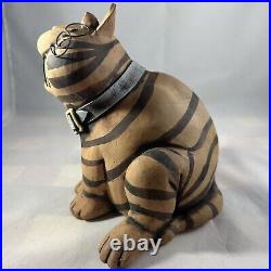 VTG C Butler Jones Signed Art Pottery Ceramic Whimsical Cat Coin Bank Signed 7