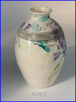 VTG Lark Elizabeth Rodrigues Floral Pottery Ceramic Violet Signed Original
