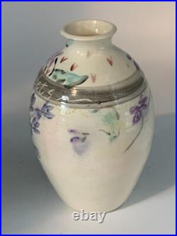 VTG Lark Elizabeth Rodrigues Floral Pottery Ceramic Violet Signed Original
