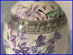 VTG Lark Elizabeth Rodrigues Floral Pottery Ceramic Violet Signed Original