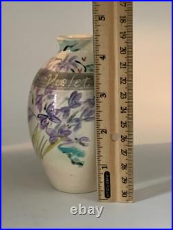 VTG Lark Elizabeth Rodrigues Floral Pottery Ceramic Violet Signed Original