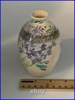 VTG Lark Elizabeth Rodrigues Floral Pottery Ceramic Violet Signed Original