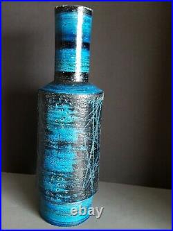 VTG Mid Century Modern Aldo Londi BITOSSI LG RIMINI BLUE Italy Pottery VASE 17