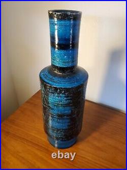 VTG Mid Century Modern Aldo Londi BITOSSI LG RIMINI BLUE Italy Pottery VASE 17