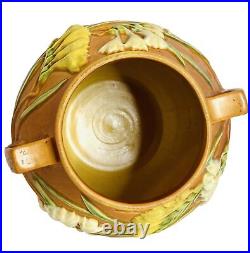 VTG Roseville Freesia Brown 1940s FLORAL Art Pottery Ceramic Cookie Jar USA 5-8