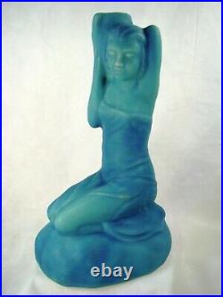 Van Briggle ART Pottery MINT Damsel of Damascus MING BLUE Vase Lamp Base