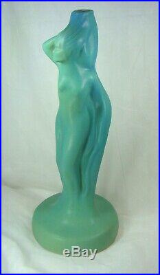 Van Briggle ART Pottery MINT RARE DAUGHTER OF THE FLAME MING BLUE TRUE VASE NUDE