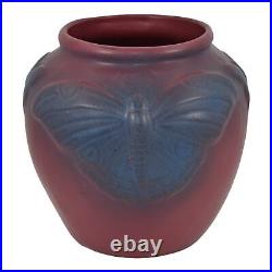Van Briggle Late Teens Vintage Art Pottery Mulberry Large Butterfly Ceramic Vase