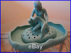 Van Briggle Leda & Swan, Art Pottery, Flower Frog, Nude Figural With Bowl, Nice