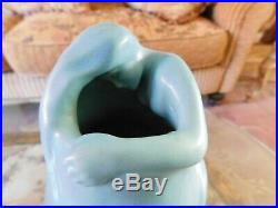 Van Briggle Lorelei Vase in Ming Blue, Art Nouveau Aqua Art Pottery, USA Ceramic