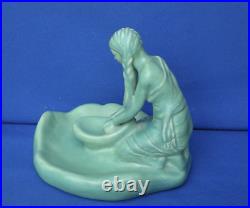 Van Briggle Pottery Native Maiden Grinding Maize Sculpture Signed ming figure