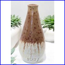 Vintage 10 Brown & Beige Crystaline Glazed Studio Pottery Ceramic Vase