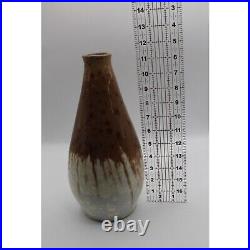 Vintage 10 Brown & Beige Crystaline Glazed Studio Pottery Ceramic Vase