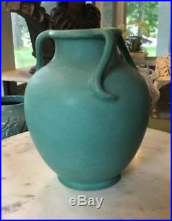 Vintage 12 Weller Art Pottery Bulbous 3 Handled Vase