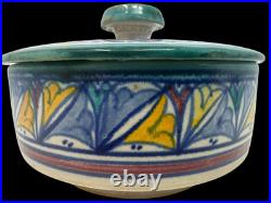 Vintage 1920's Afro-Moroccan Art Pottery Ceramic Bowl/Lid Moorish Signed EUC
