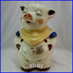 Vintage 1940's Smiley Pig Cookie Jar Yellow Scarf Shawnee Made in USA