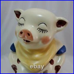 Vintage 1940's Smiley Pig Cookie Jar Yellow Scarf Shawnee Made in USA