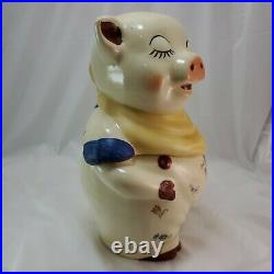 Vintage 1940's Smiley Pig Cookie Jar Yellow Scarf Shawnee Made in USA