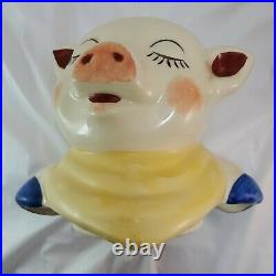 Vintage 1940's Smiley Pig Cookie Jar Yellow Scarf Shawnee Made in USA