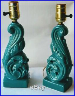 Vintage 1950 Ceramic Art Pottery Table Lamps, 1 set of 2 lamps