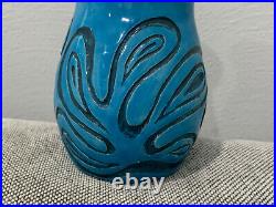 Vintage 1974 Turquoise Blue Glazed Art Pottery Vase Abstract Dec. Signed Kemper Vintage 1974 Turquoise Blue Glazed Art Pottery Vase Abstract Dec. Signed Kemper