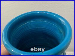 Vintage 1974 Turquoise Blue Glazed Art Pottery Vase Abstract Dec. Signed Kemper