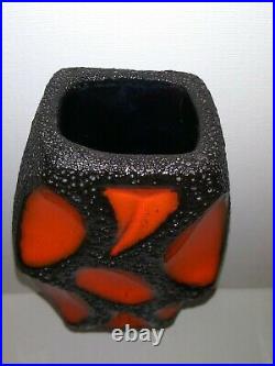 Vintage 70s ROTH KERAMIK Orange Vase West German Pottery Modern Fat Lava