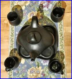 Vintage 7 Piece Tea Set Peter Saenger Black Biomorphic Ceramic Signed Star Trek