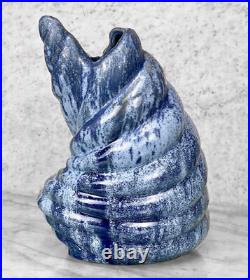 Vintage Abstract Blue Art Pottery Sculpted Vase Vintage Abstract Blue Art Pottery Sculpted Vase