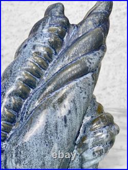 Vintage Abstract Blue Art Pottery Sculpted Vase Vintage Abstract Blue Art Pottery Sculpted Vase