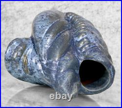 Vintage Abstract Blue Art Pottery Sculpted Vase Vintage Abstract Blue Art Pottery Sculpted Vase