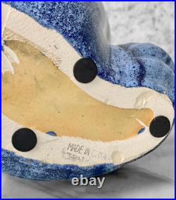 Vintage Abstract Blue Art Pottery Sculpted Vase Vintage Abstract Blue Art Pottery Sculpted Vase