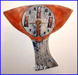 Vintage Abstract Ceramic Art Pottery Clock Pinewoods Potters Works Great