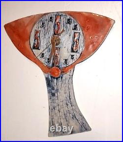 Vintage Abstract Ceramic Art Pottery Clock Pinewoods Potters Works Great