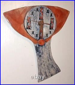 Vintage Abstract Ceramic Art Pottery Clock Pinewoods Potters Works Great