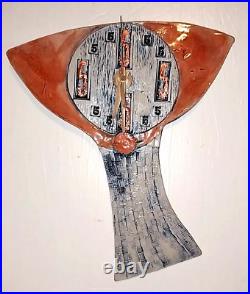 Vintage Abstract Ceramic Art Pottery Clock Pinewoods Potters Works Great