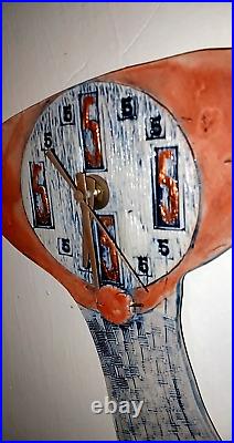 Vintage Abstract Ceramic Art Pottery Clock Pinewoods Potters Works Great