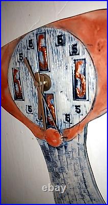 Vintage Abstract Ceramic Art Pottery Clock Pinewoods Potters Works Great