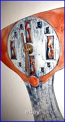 Vintage Abstract Ceramic Art Pottery Clock Pinewoods Potters Works Great